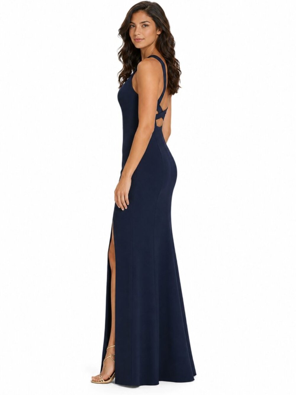 NWT Dessy Collection 3039 Navy Backless Trumpet Gown - Picture 4 of 4
